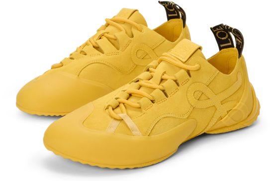 Men's Grip Sneaker In Calfskin Suede Yellow Sunshine Sneakers