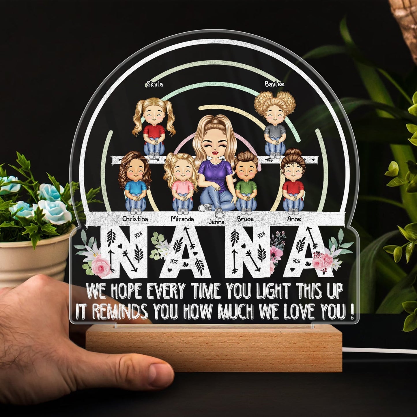 We Hope Every Time You Light This Up - Personalized Custom 3D Led Light Wooden Base