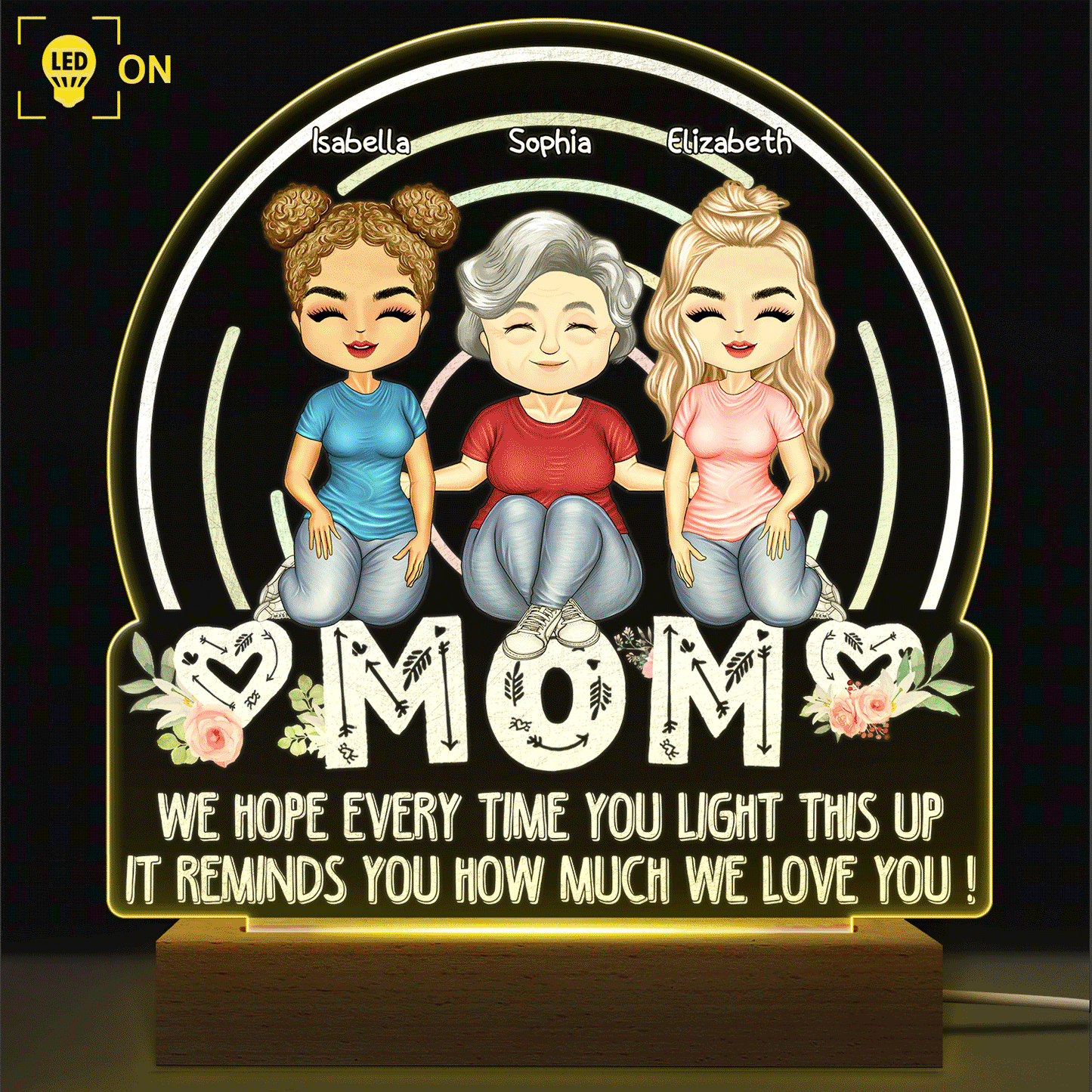 We Hope Every Time You Light This Up - Personalized Custom 3D Led Light Wooden Base