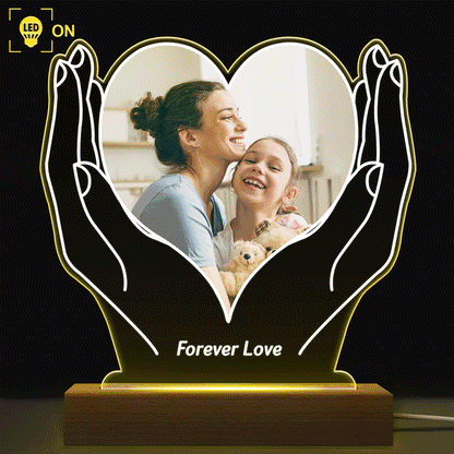 Custom Photo Forever Love - Personalized 3D Led Light Wooden Base