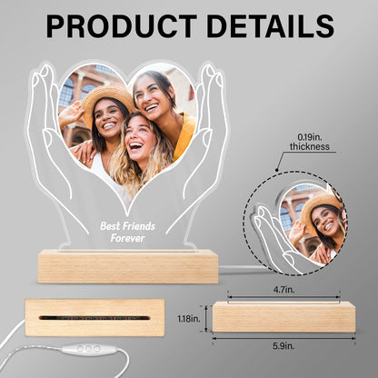 Custom Photo Forever Love - Personalized 3D Led Light Wooden Base