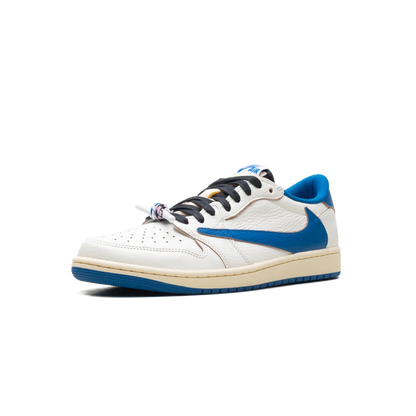 Men's Travis Scott x Air Jordan 1 Retro Low ‘ Sail Military Blue' Shoes