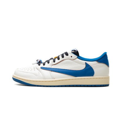 Men's Travis Scott x Air Jordan 1 Retro Low ‘ Sail Military Blue' Shoes