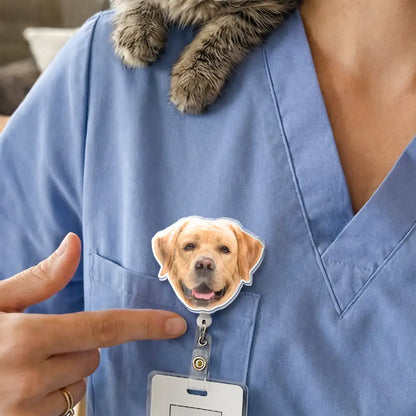 Custom Photo Funny Dog Cat Person Face - Personalized Badge Reel