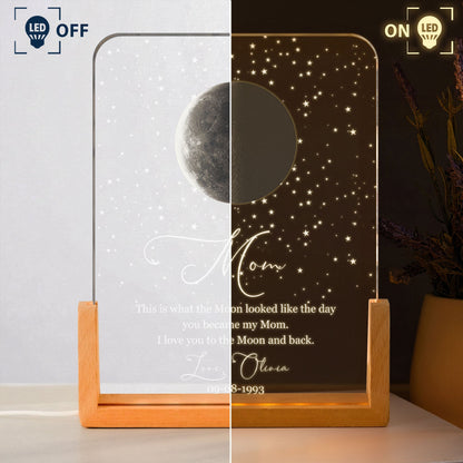 Custom Moon Phase By Date Gift For Mom Mother's Day Keepsake - Personalized Night Light