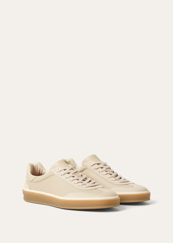 Men's Loro Piana Tennis Walk Pearl Powder Sneakers