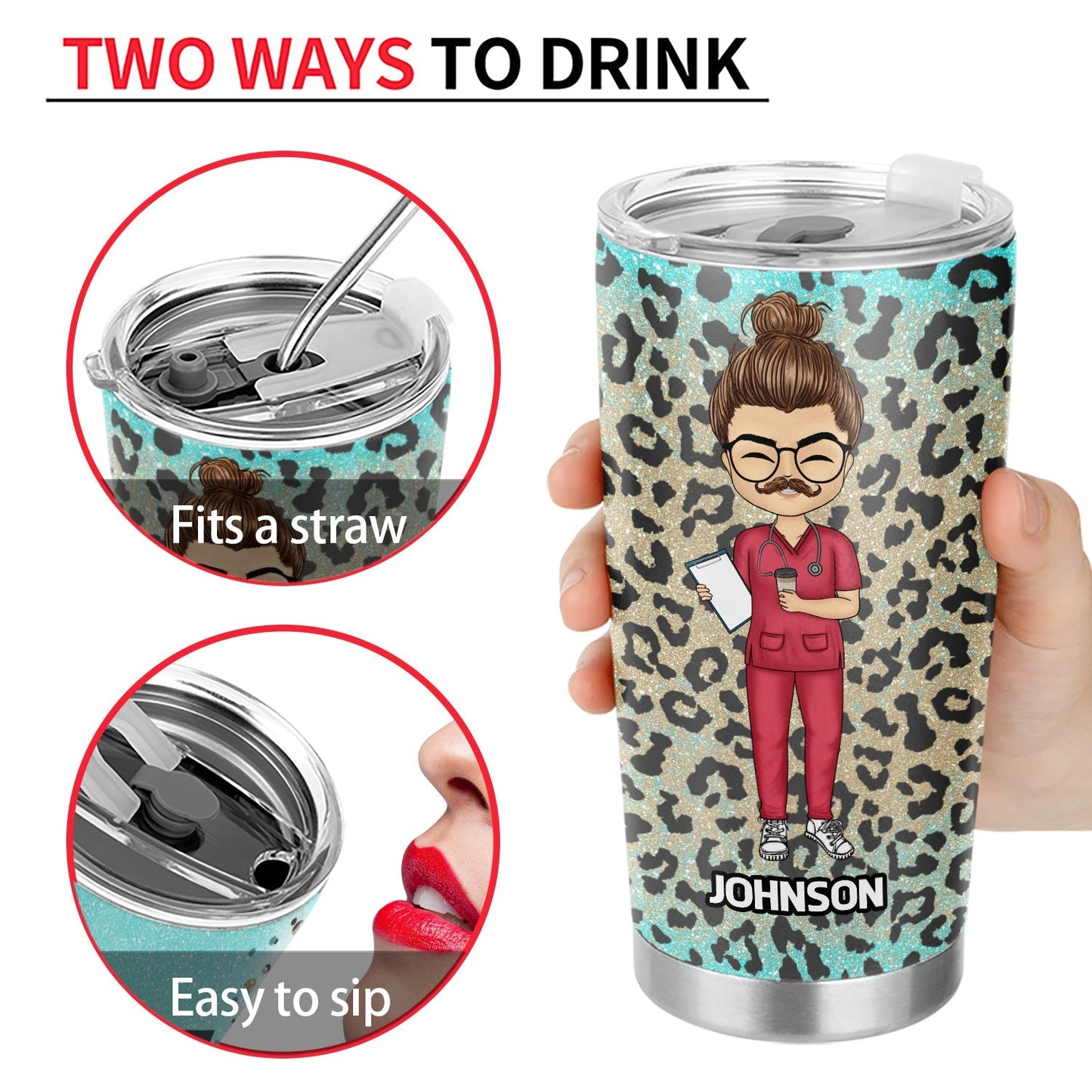 Nurse Nutrition Facts Leopard - Gift For Nurse - Personalized Custom Tumbler