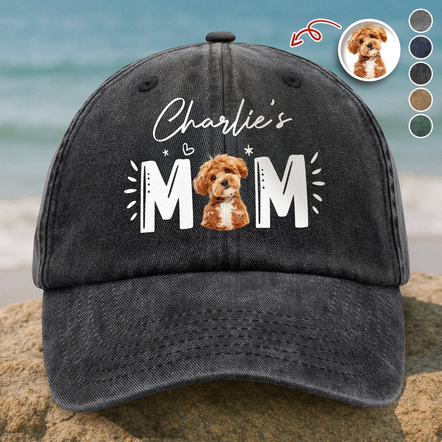 Custom Photo Dog Cat - Dog Mom Cat Mom Washed Denim Baseball Cap