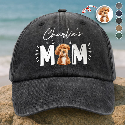 Custom Photo Dog Cat - Dog Mom Cat Mom Washed Denim Baseball Cap