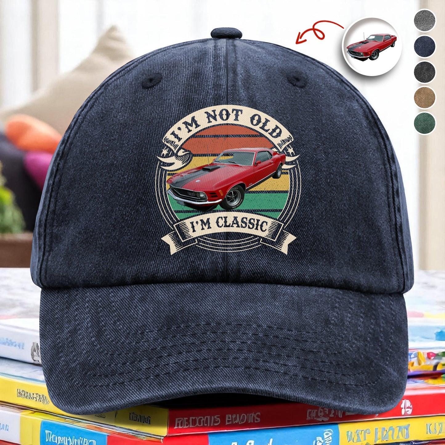 This Is How I Roll - Custom Car Photo Route 66 Vintage Washed Denim Baseball Cap