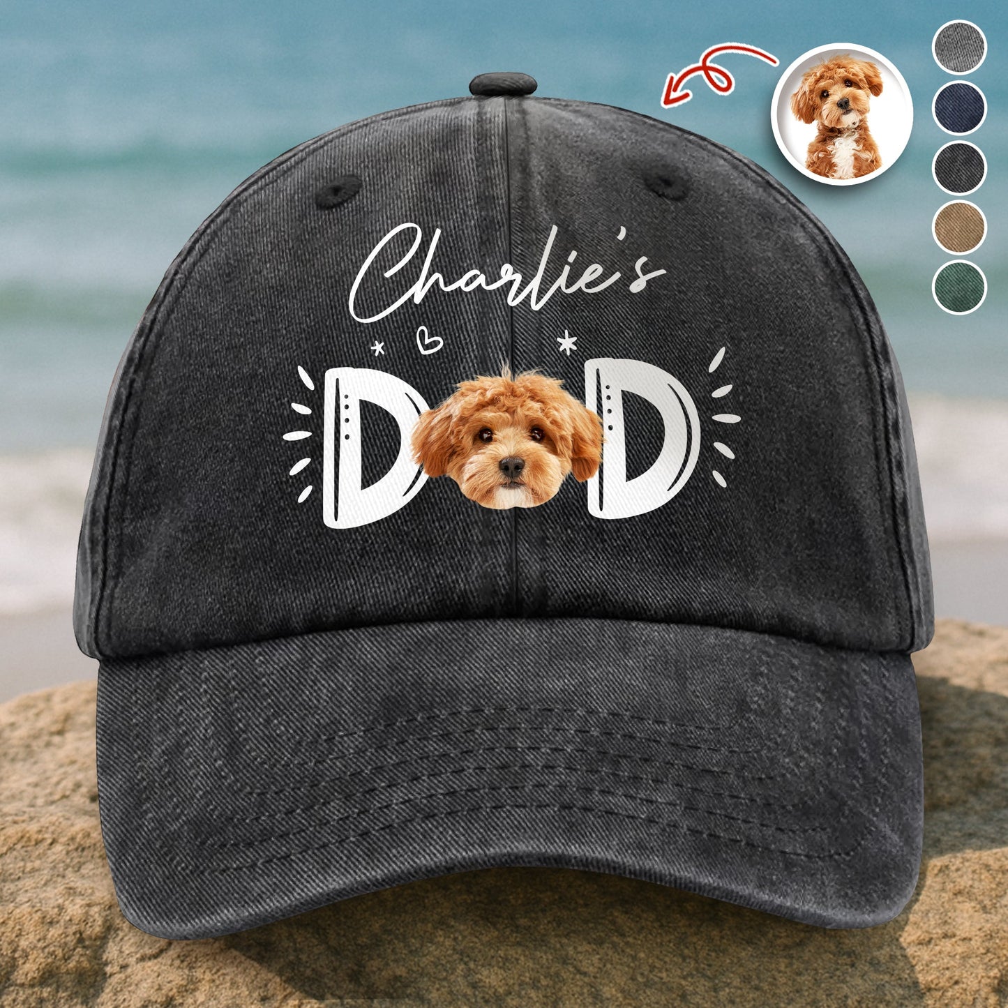 Custom Photo Dog Cat - Dog Mom Cat Mom Washed Denim Baseball Cap
