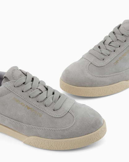 Men's Emporio Leather And Suede Gray Sneakers