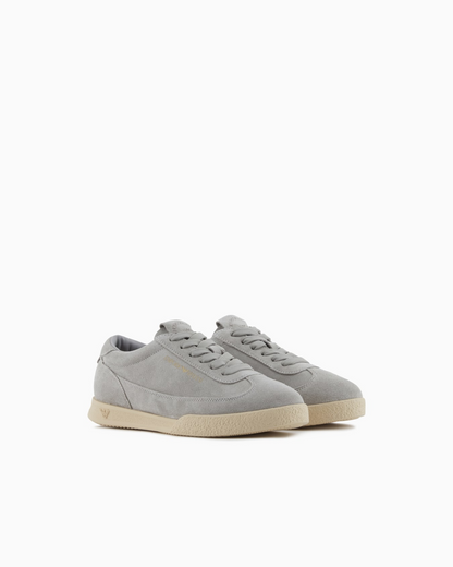 Men's Emporio Leather And Suede Gray Sneakers