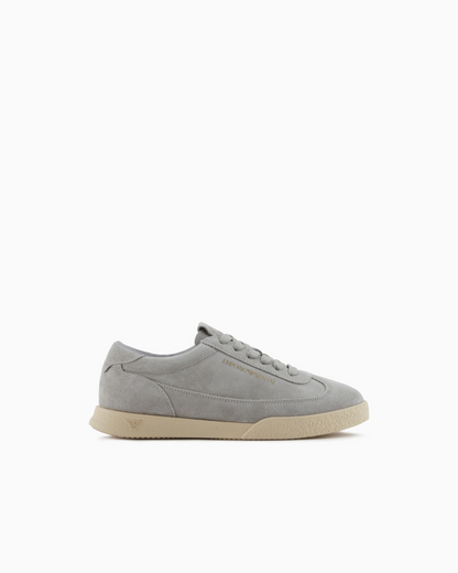 Men's Emporio Leather And Suede Gray Sneakers