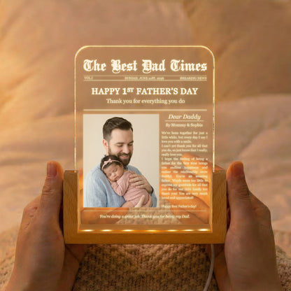 Father's Day Gifts, First Father's Day Custom Photo Gift For Dad, Husband - Personalized Night Light