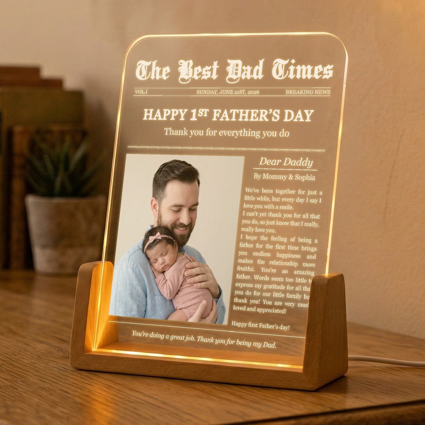 Father's Day Gifts, First Father's Day Custom Photo Gift For Dad, Husband - Personalized Night Light