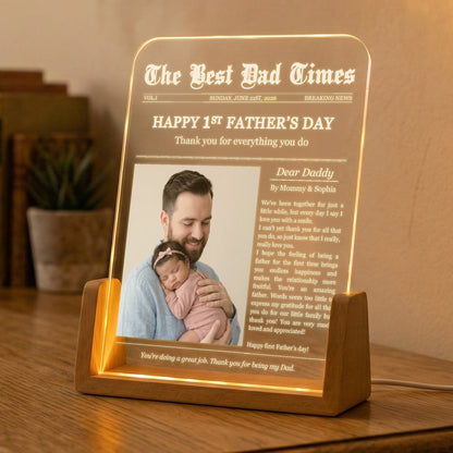 Father's Day Gifts, First Father's Day Custom Photo Gift For Dad, Husband - Personalized Night Light