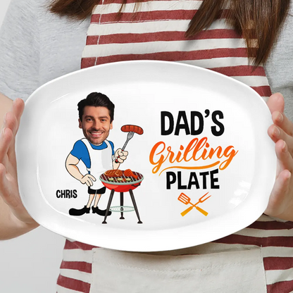 Father's Day Gifts, Custom Photo Daddy's Grilling Plate - Personalized Plate