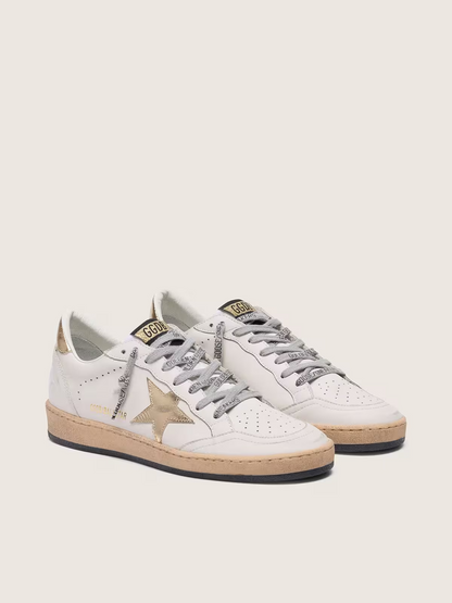Men's Golden Goose Ball Star Gold Laminated Star Sneakers