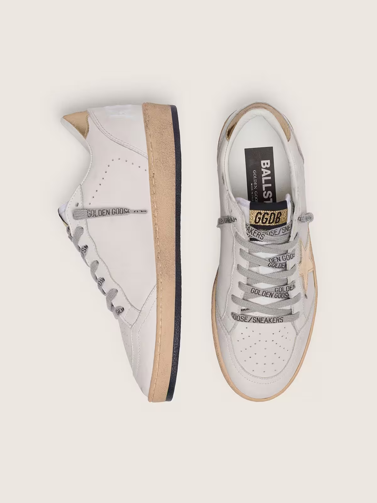 Men's Golden Goose Ball Star Gold Laminated Star Sneakers
