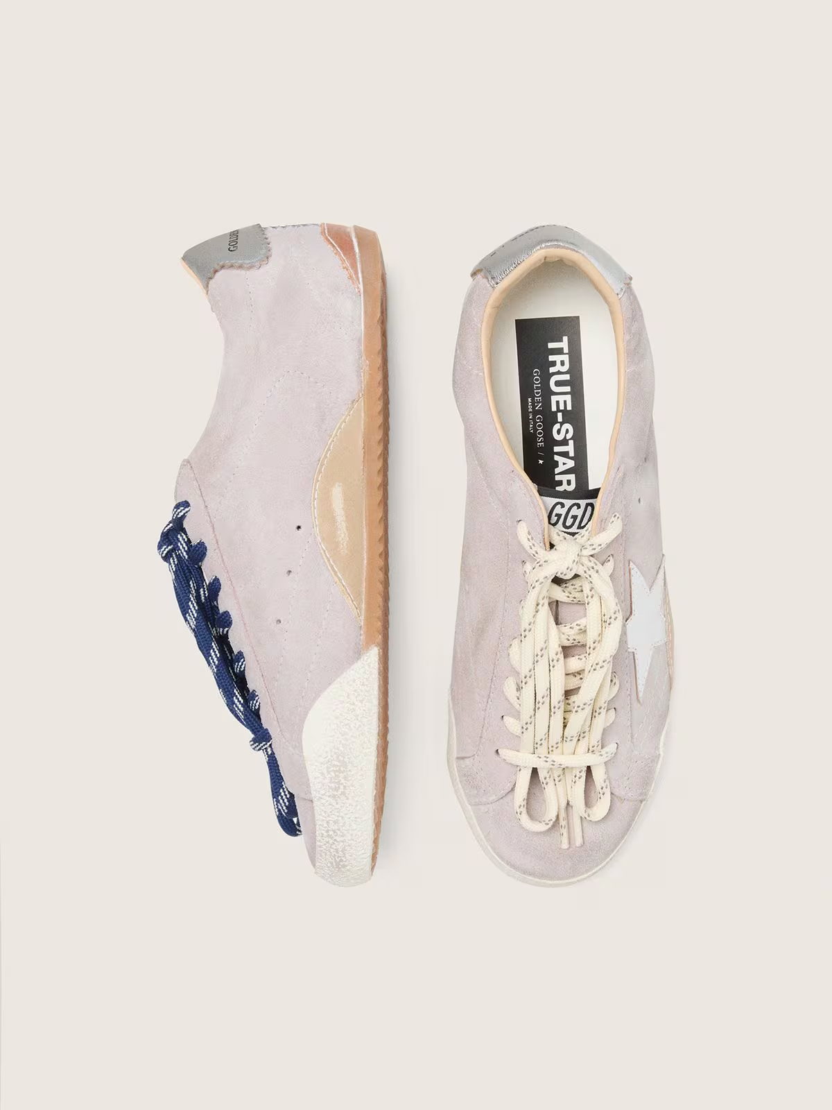 Men's Golden Goose Deluxe Brand Super-Star Pink Suede With Silver Star Sneakers