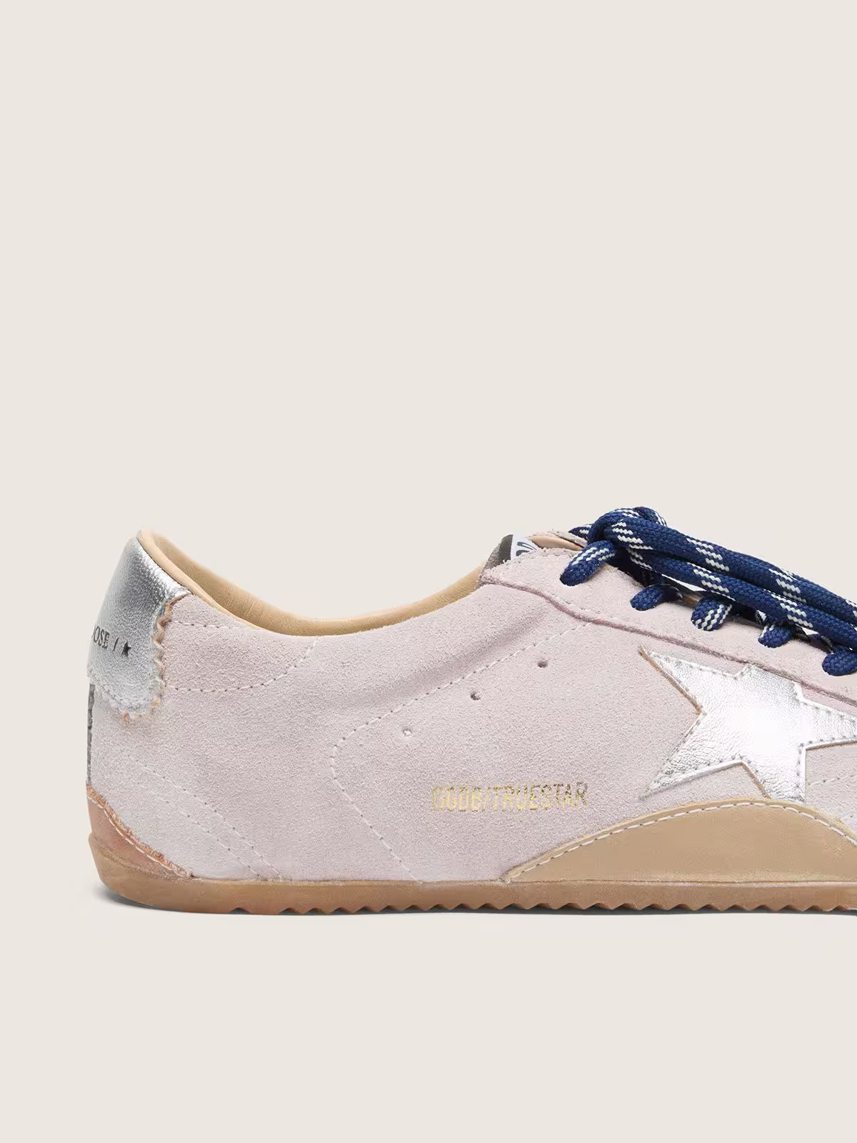 Men's Golden Goose Deluxe Brand Super-Star Pink Suede With Silver Star Sneakers