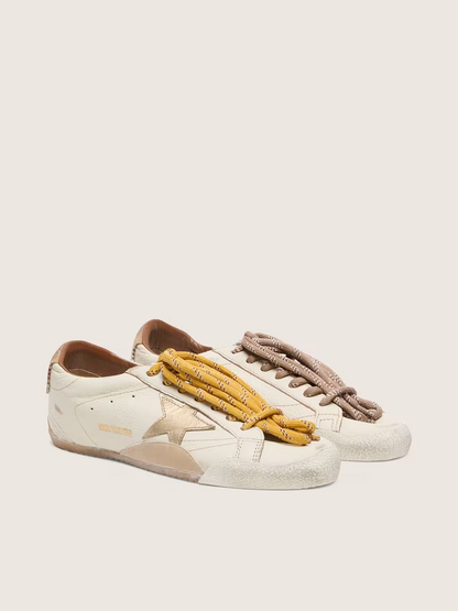 Men's Golden Goose Deluxe Brand Super-Star Gold Star And Beige Sneakers