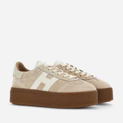 Men's Hogan Cool Suede Platform Beige Sneakers