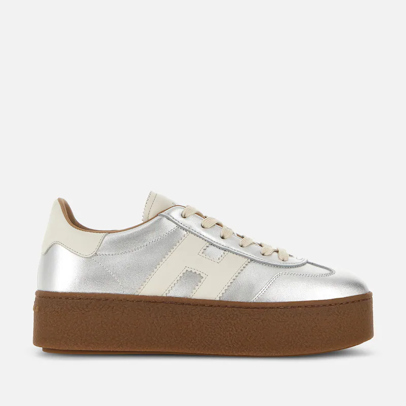 Men's Hogan Cool Suede Platform Silver Sneakers