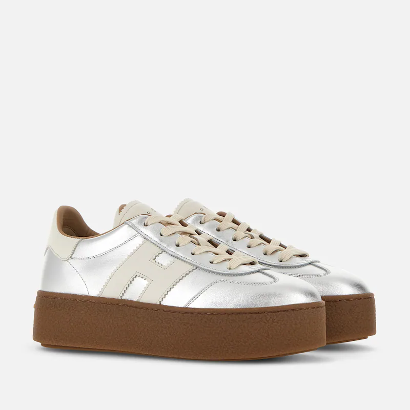 Men's Hogan Cool Suede Platform Silver Sneakers