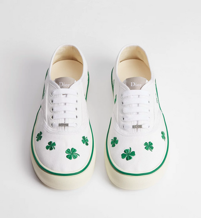 Men's Dior Saltwind Green Dior Clover Motif Sneakers