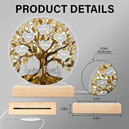 Loving Family Tree Unbreakable Bond - Personalized 3D Led Light Wooden Base