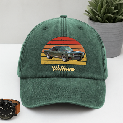 Custom Photo Vintage Retro Car Washed Denim Baseball Cap
