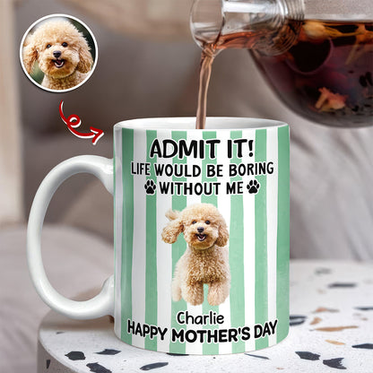 Custom Pet Photo Life Would Be Boring Without Me Dog Mug Mother's Day Gift