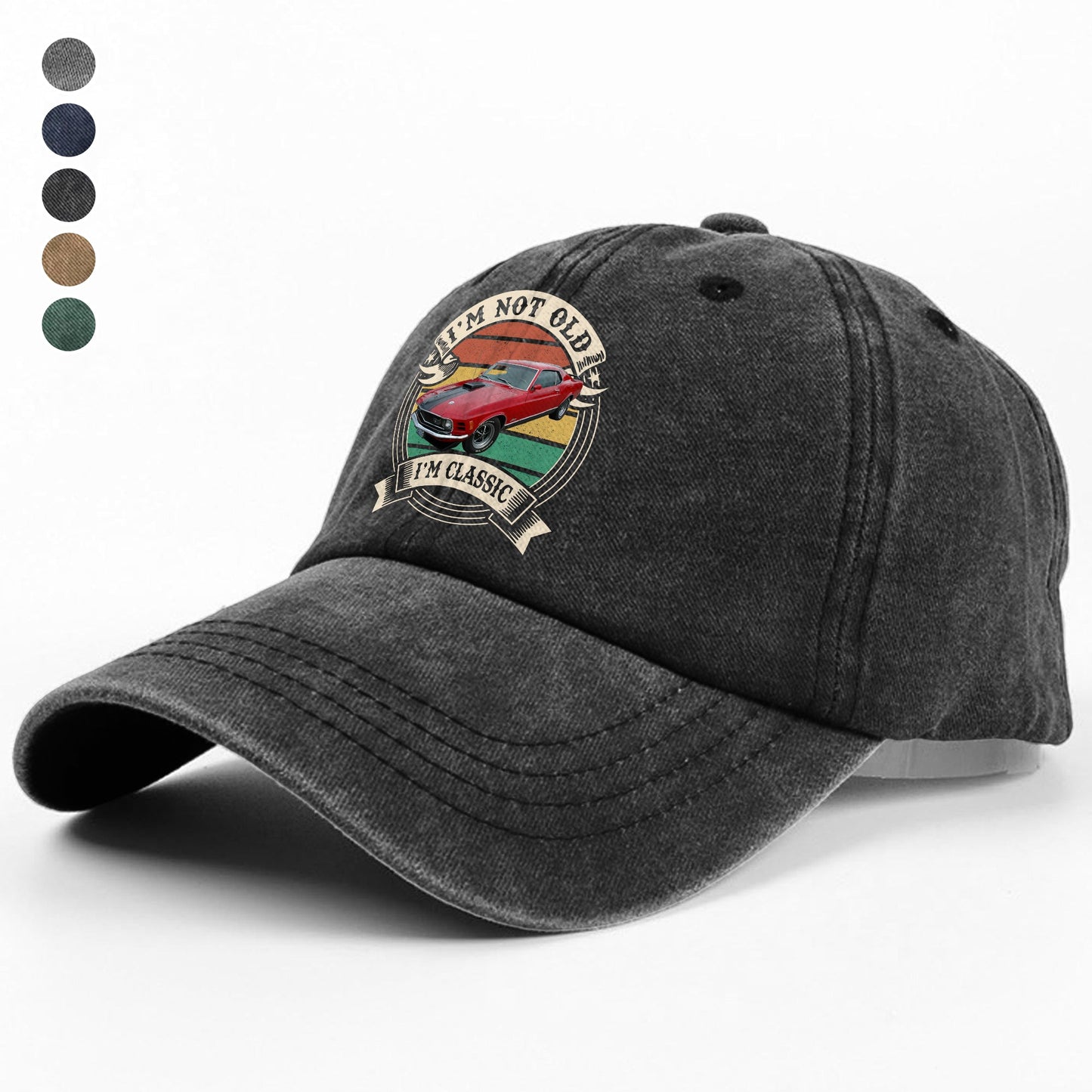 This Is How I Roll - Custom Car Photo Route 66 Vintage Washed Denim Baseball Cap