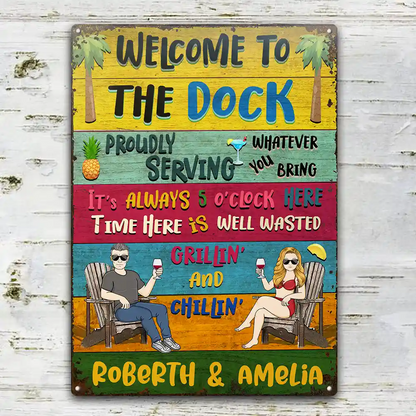 Patio Welcome Grilling Proudly Serving Whatever You Bring - Personalized Custom Classic Metal Signs