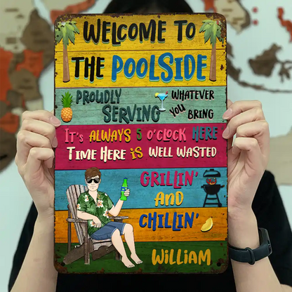 Patio Welcome Grilling Proudly Serving Whatever You Bring - Personalized Custom Classic Metal Signs