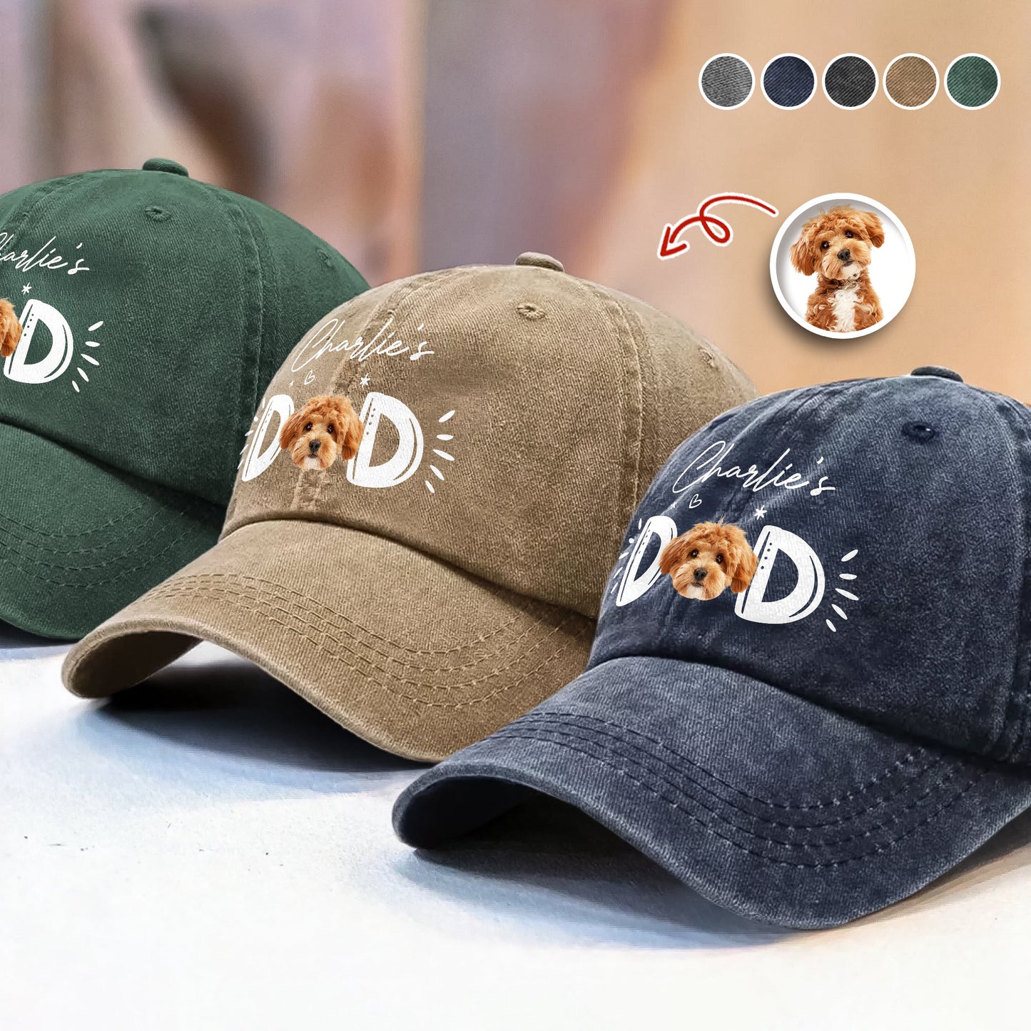 Custom Photo Dog Cat - Dog Mom Cat Mom Washed Denim Baseball Cap
