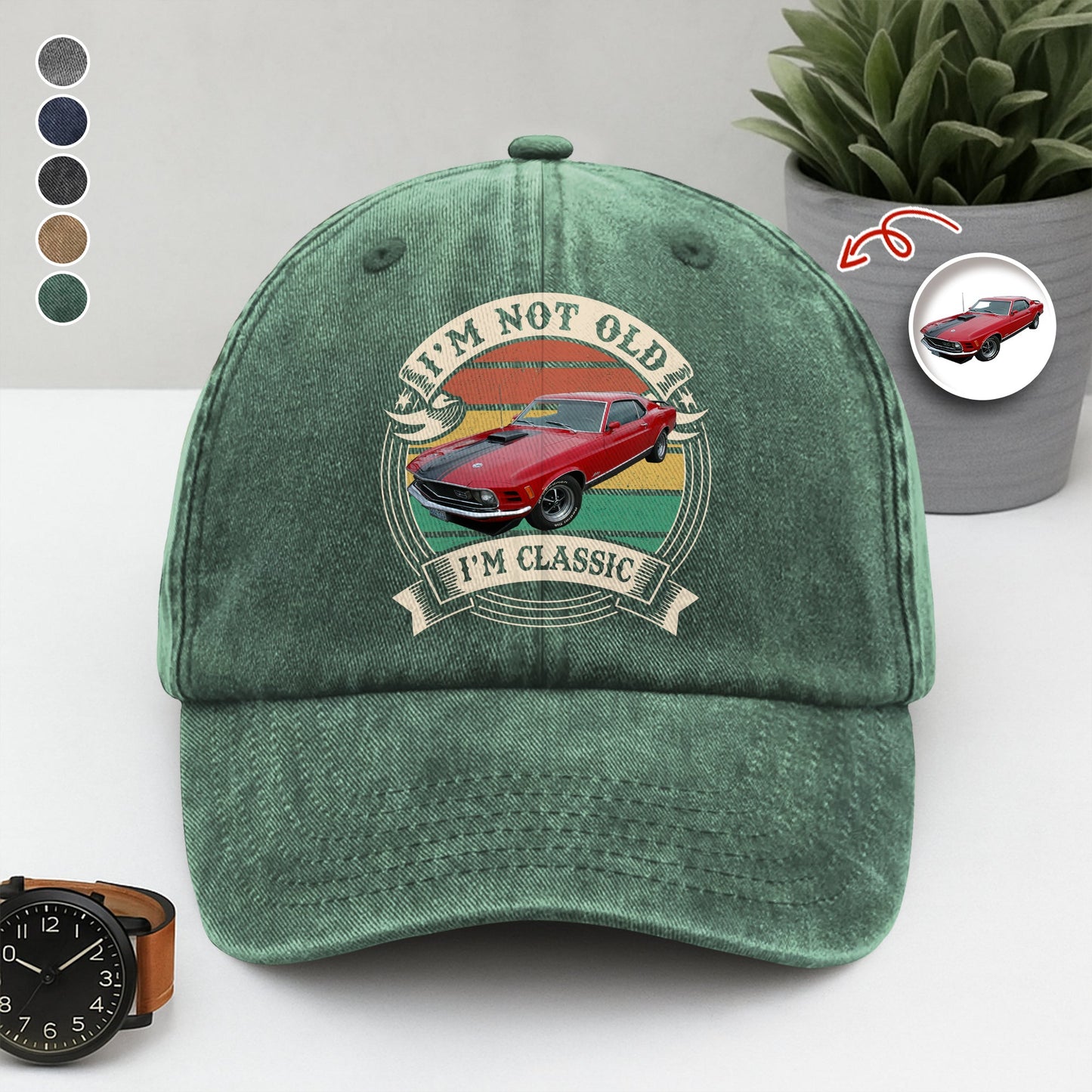 This Is How I Roll - Custom Car Photo Route 66 Vintage Washed Denim Baseball Cap