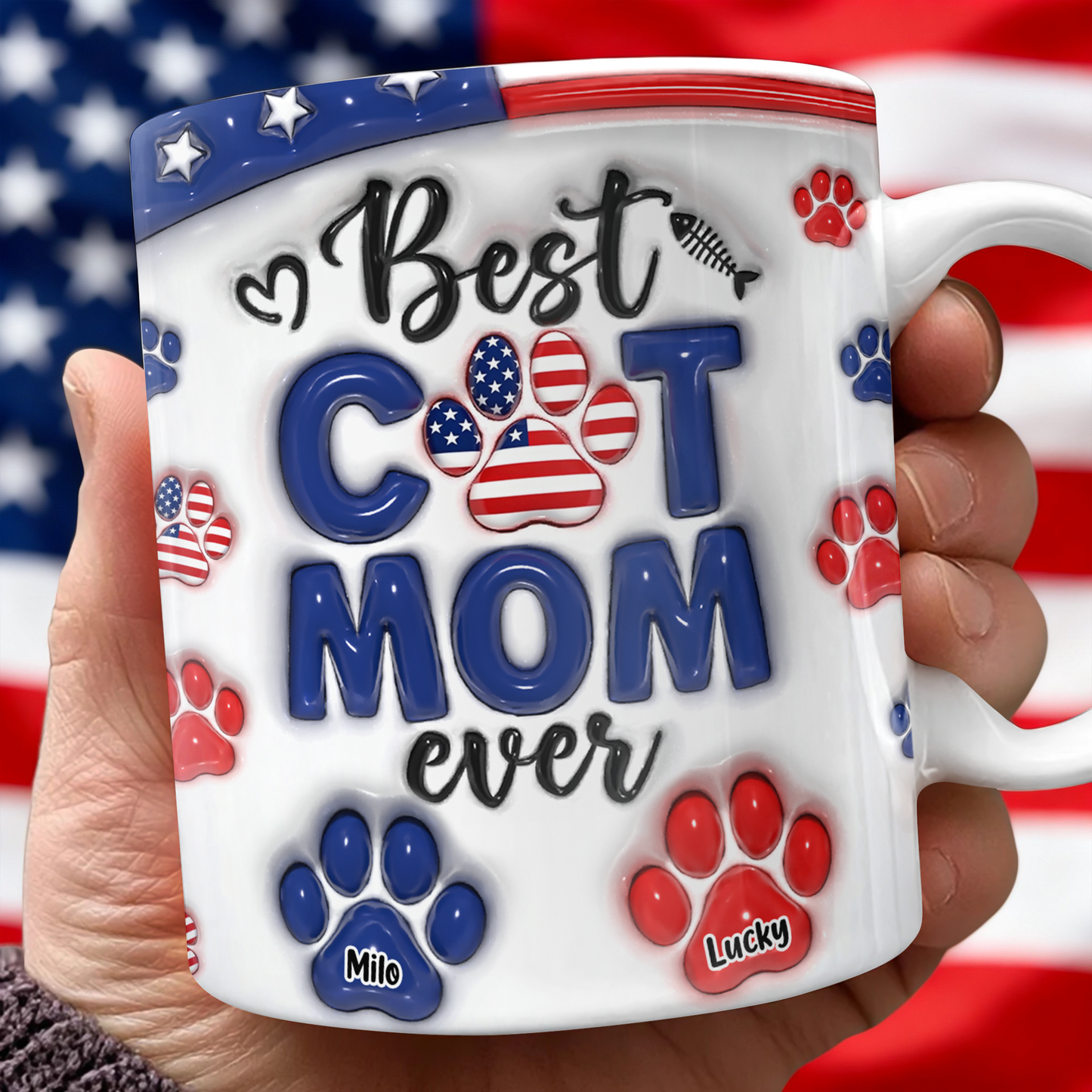 Best Dog Mom Dad Ever - Dog & Cat Personalized Custom 3D Inflated Effect Printed Mug