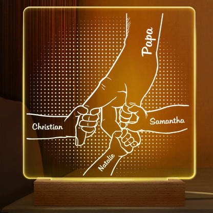 Hand In Hand, I Will Always Protect You - Personalized Custom 3D Led Light Wooden Base