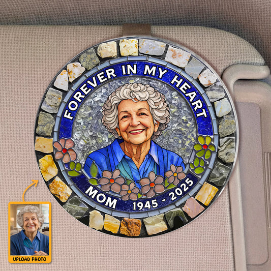 Custom Photo Forever In My Heart - Personalized Car Visor Clip - Meaningful Gift For Family Members, Grandma, Grandpa