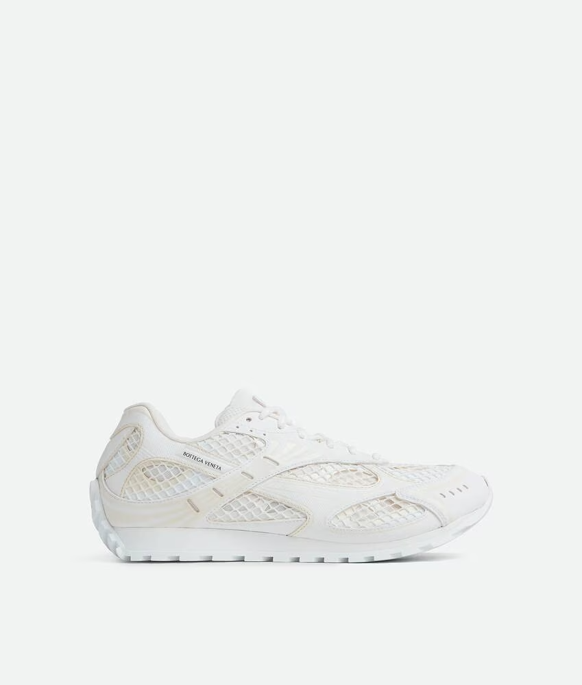Men’s Bottega Veneta Orbit Flash Suede-Trimmed White Sneakers