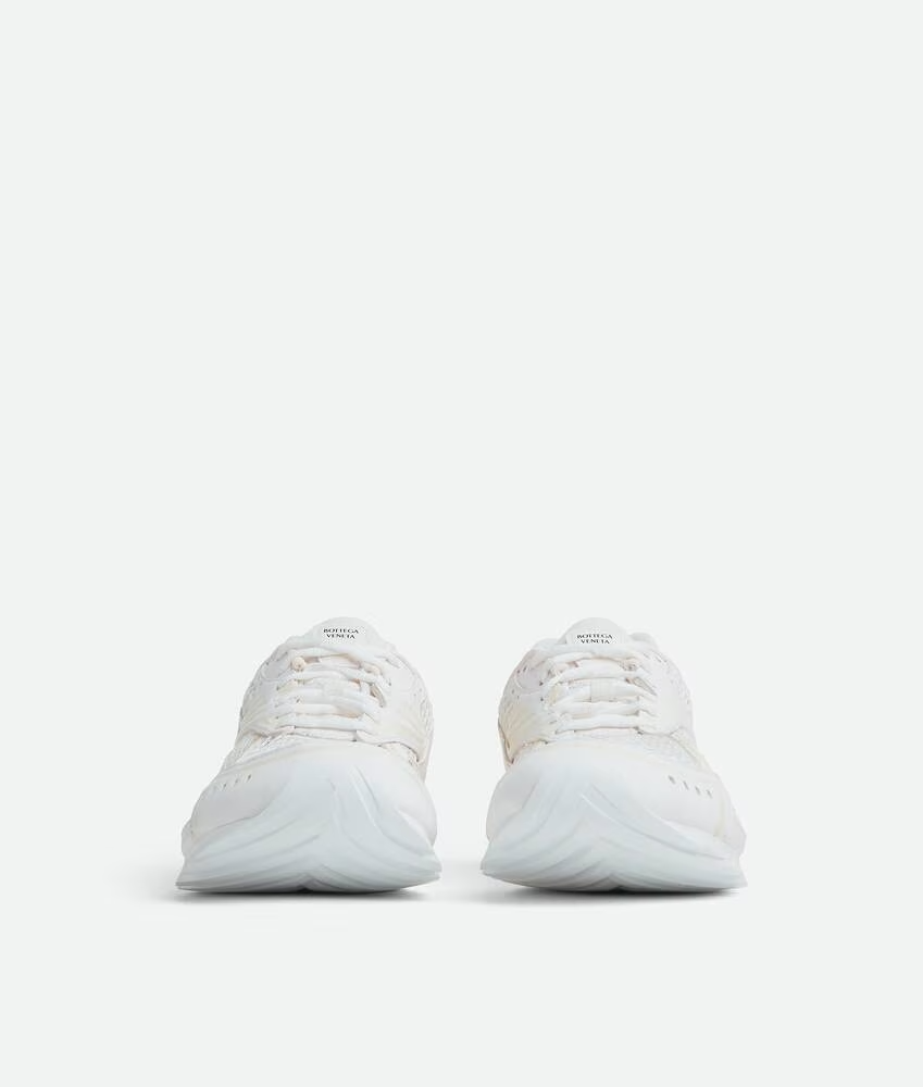 Men’s Bottega Veneta Orbit Flash Suede-Trimmed White Sneakers