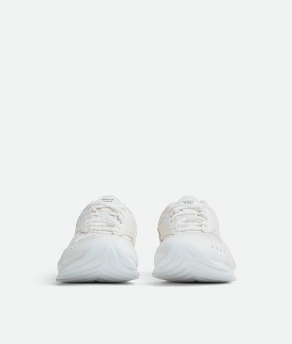 Men’s Bottega Veneta Orbit Flash Suede-Trimmed White Sneakers