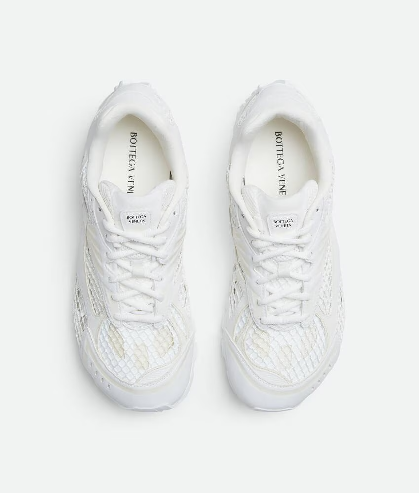 Men’s Bottega Veneta Orbit Flash Suede-Trimmed White Sneakers