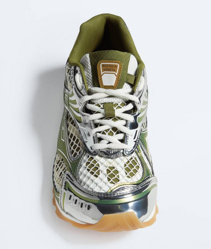 Men’s Bottega Veneta Orbit Flash Suede-Trimmed Mudwhite Sneakers