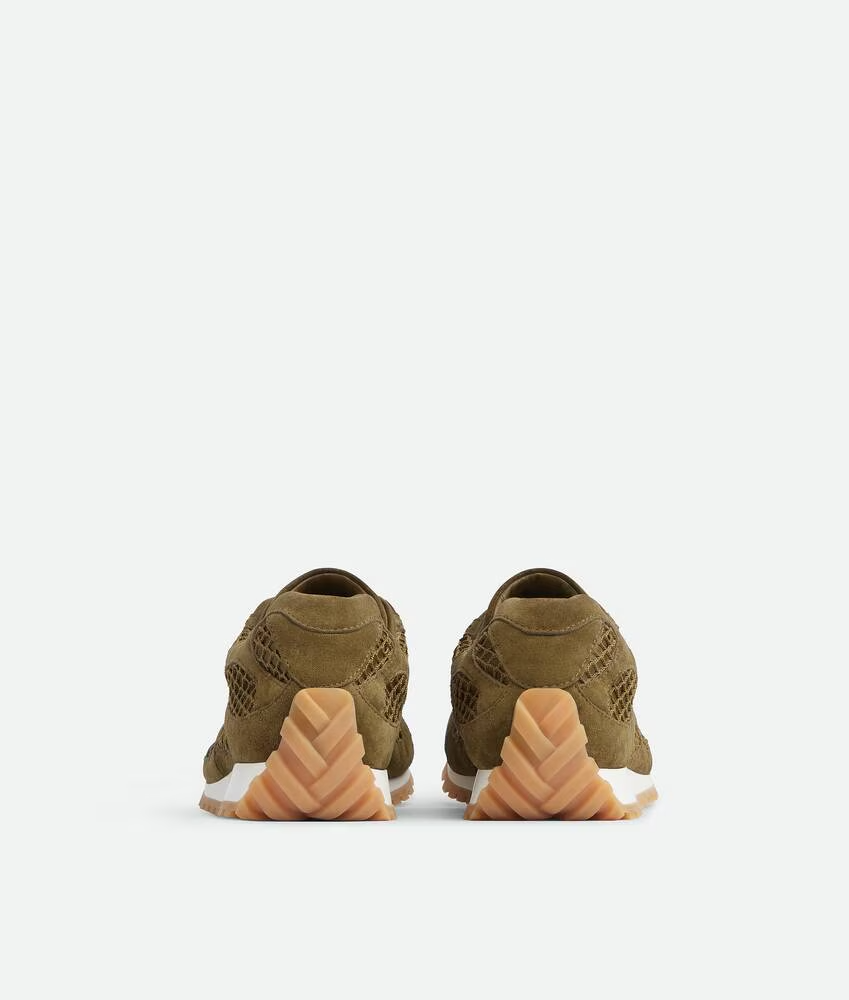 Men’s Bottega Veneta Orbit Flash Suede-Trimmed Olive Oil Sneakers