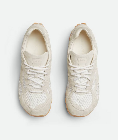 Men’s Bottega Veneta Orbit Flash Suede-Trimmed Sea Salt Sneakers