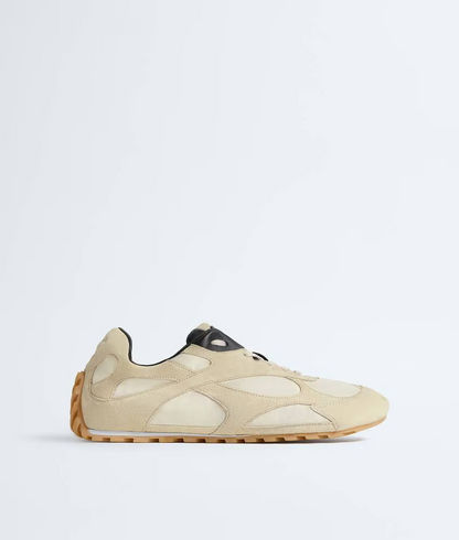 Men’s Bottega Veneta Orbit Flash Suede-Trimmed Sea Salt Sneakers